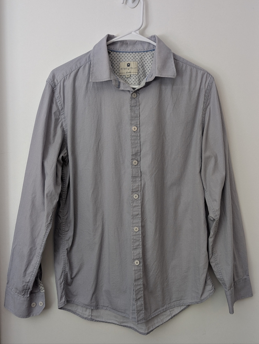 Men's Light Blue/Gray Patterned Long-Sleeve Dress Shirt